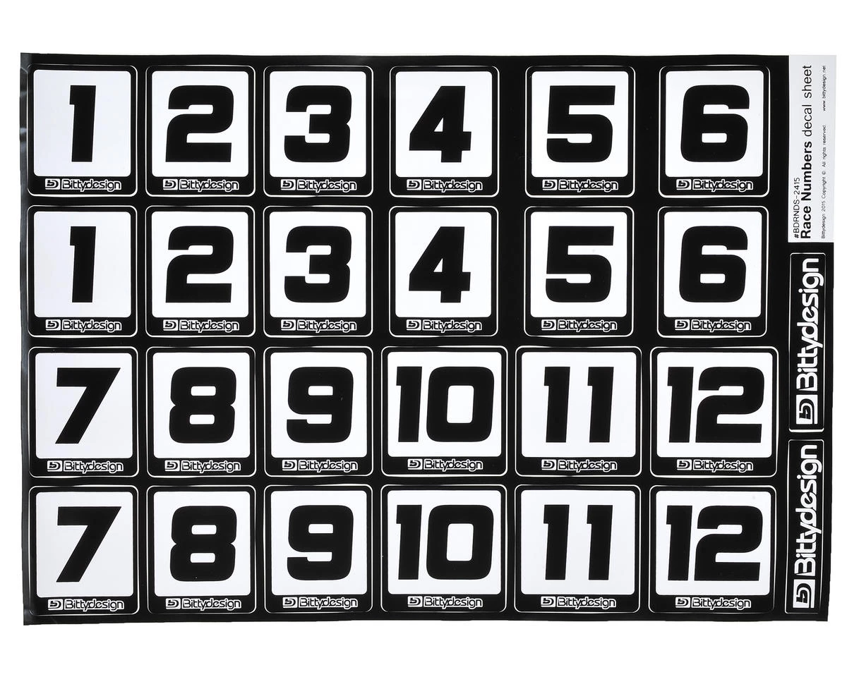 Bittydesign Race Number Decal Sheet (Large Pack - 10 Sheets) 4 Bittydesign Race Number Decal Sheet (Large Pack - 10 Sheets) - Image 2