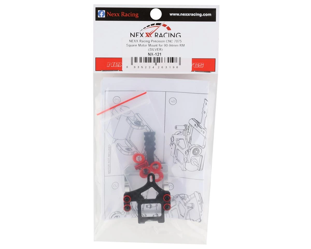 NEXX Racing Aluminum Square Motor Mount for 90-94mm RM (Silver) 4 NEXX Racing Aluminum Square Motor Mount for 90-94mm RM (Silver) - Image 2