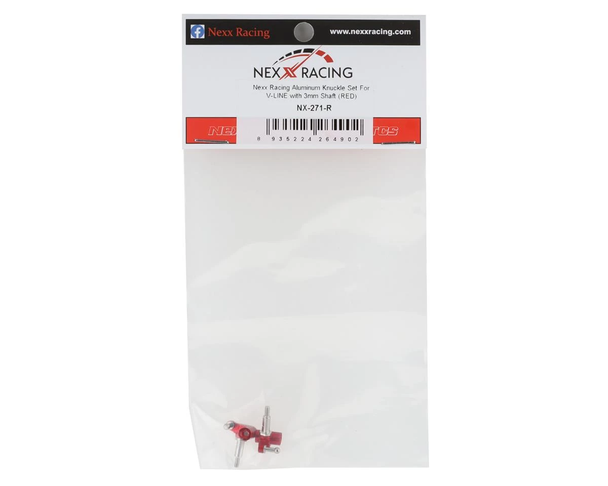 NEXX Racing Aluminum Knuckle Set For V-Line with 3mm Shaft (Red) 4 NEXX Racing Aluminum Knuckle Set For V-Line with 3mm Shaft (Red) - Image 2