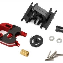 NEXX Racing SCX24 2204 Motor Mount & Conversion Gearbox Set (Black/Red)